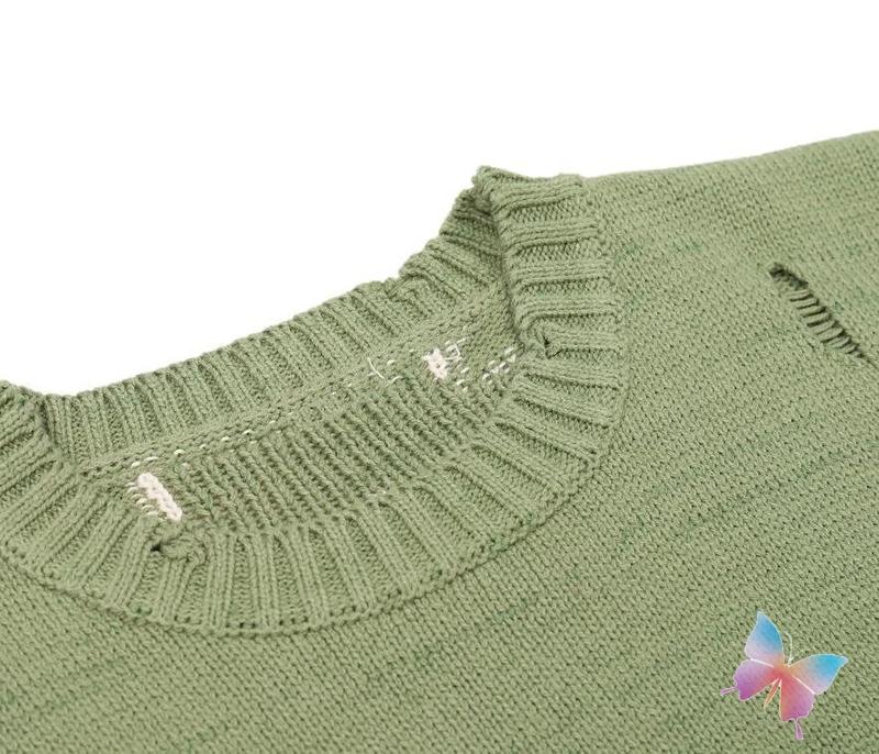 Hiver américain rue surdimensionné Kapital pull rétro lâche squelette Jacquard tricoté trous à manch