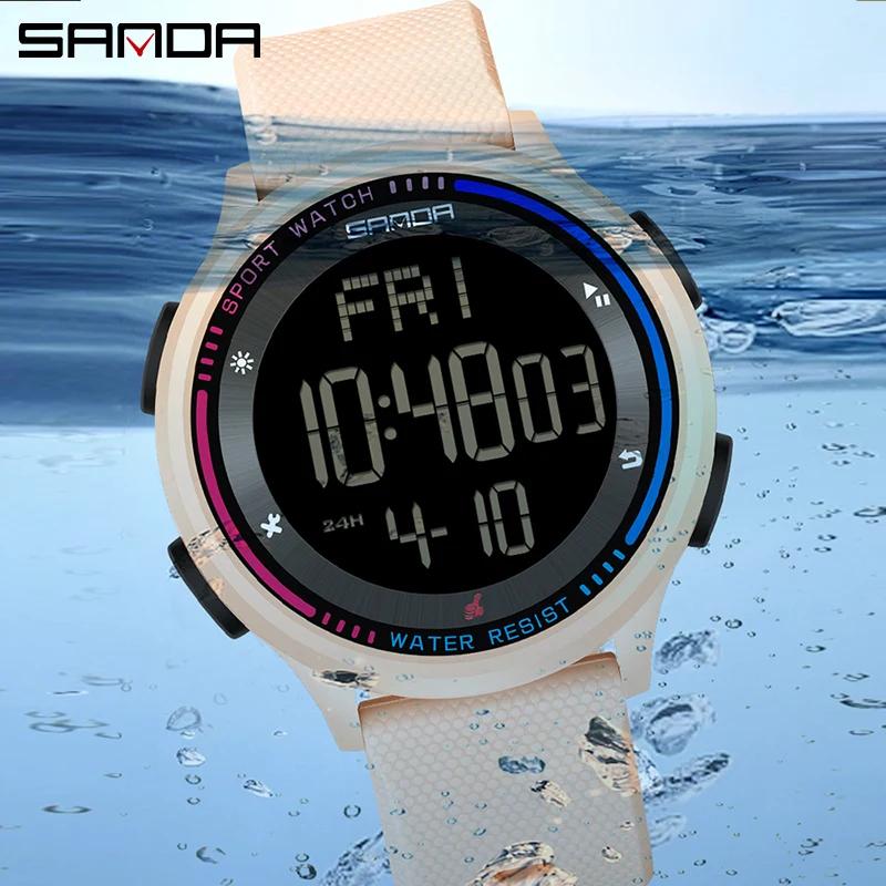 SANDA montre pour hommes fonctions multiples Sports de plein air chronomètre étanche mouvement numér