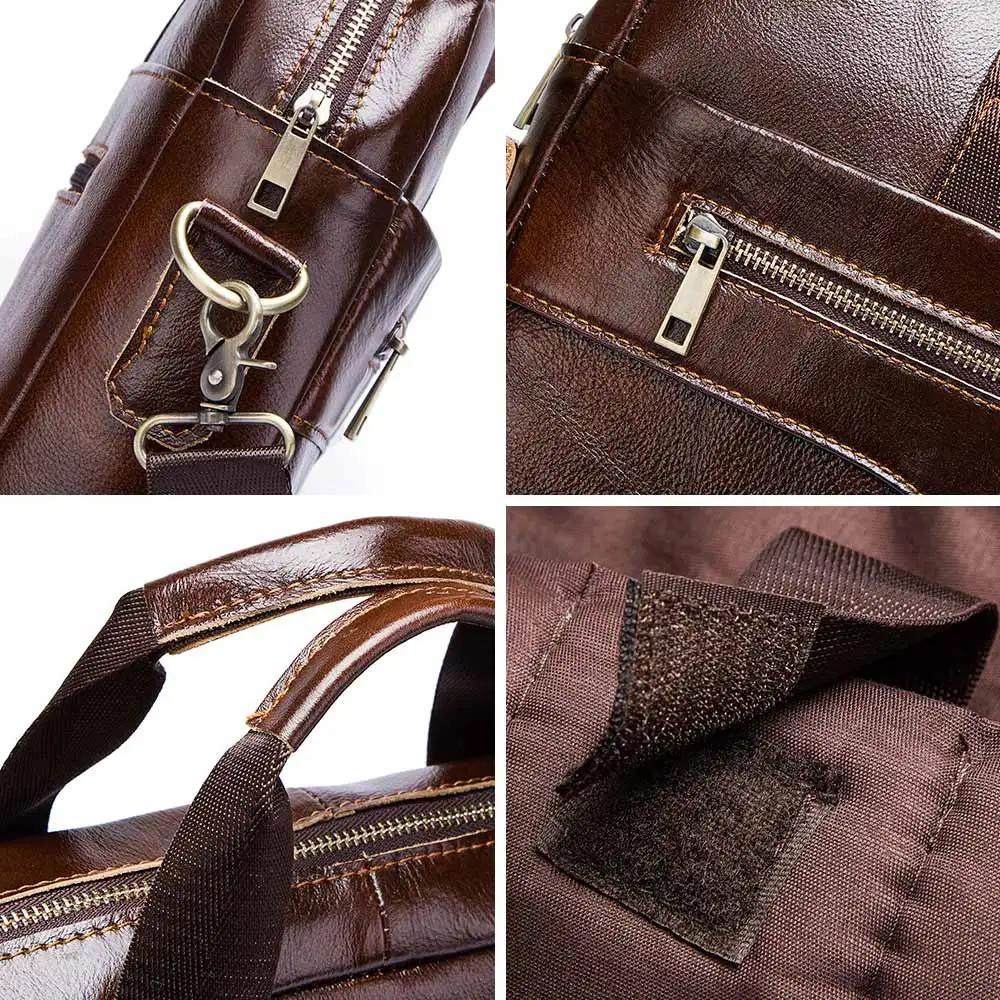 Véritable cuir hommes porte-documents Portable bureau sac à main pour pochette d'ordinateur de haute