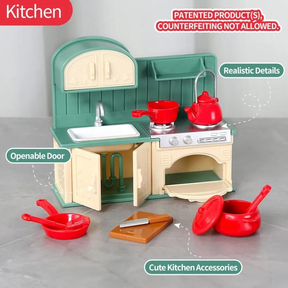Meubles miniatures forêt, cuisine familiale, jouet, Table à manger, accessoires pour maison de poupé