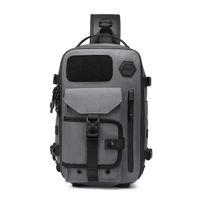 OZUKO-sac à bandoulière pour hommes, sac de poitrine imperméable, sacoche à fermeture éclair, mode s