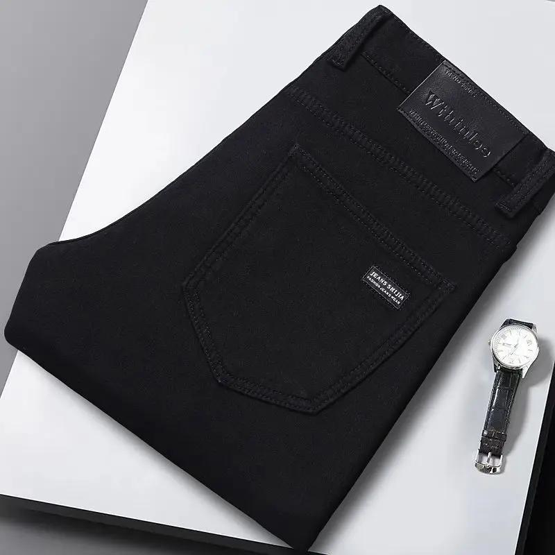 Wthinlee nouveau jean pour hommes d'affaires décontracté droit Stretch mode classique bleu noir trav