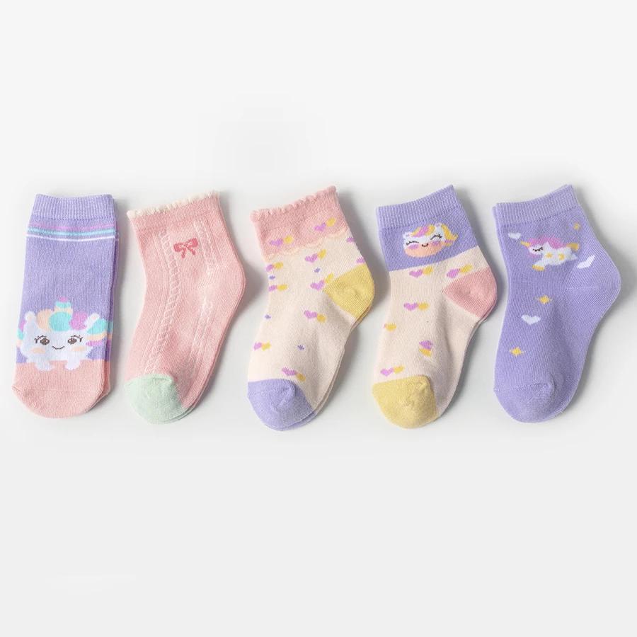 5 paires de chaussettes pour enfants avec motifs de licorne mignons de dessin animé pour filles et b