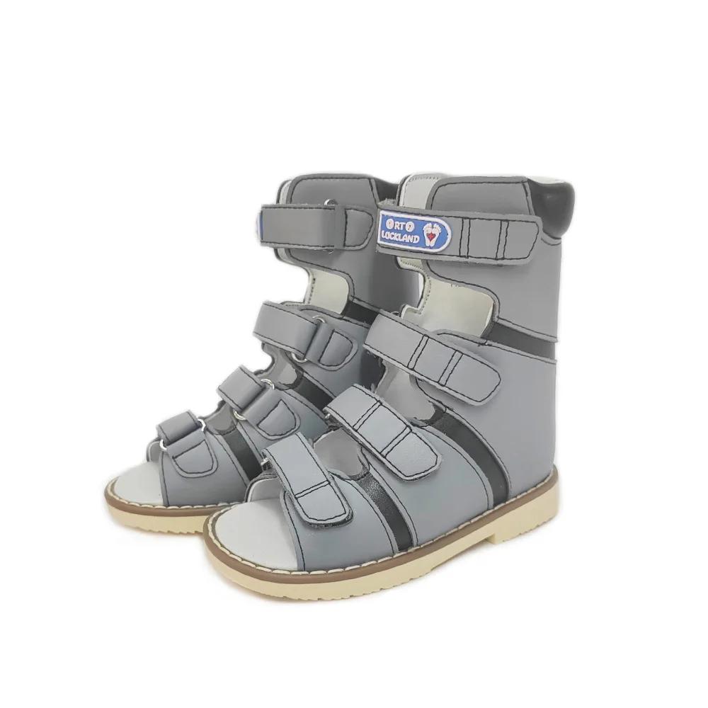 Ortoluckland enfants sandales hautes garçons chaussures orthopédiques en cuir pour enfants pied de c