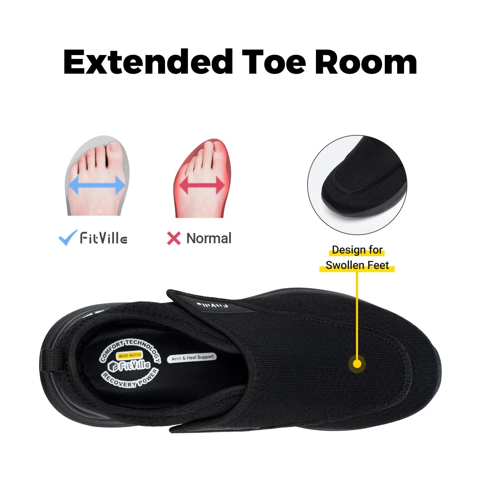 FitVille chaussures pour diabétiques Extra larges pour hommes pour personnes âgées pieds orthopédiqu