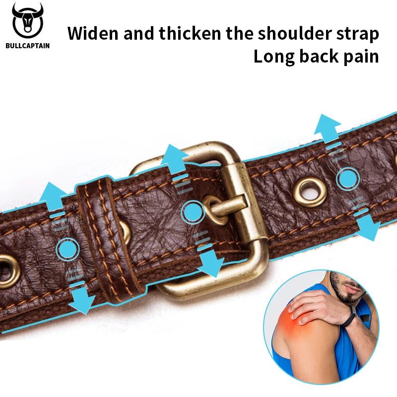 BULLCAPTAIN sac de taille en cuir véritable pour hommes sac d'alpinisme rétro décontracté multifonct