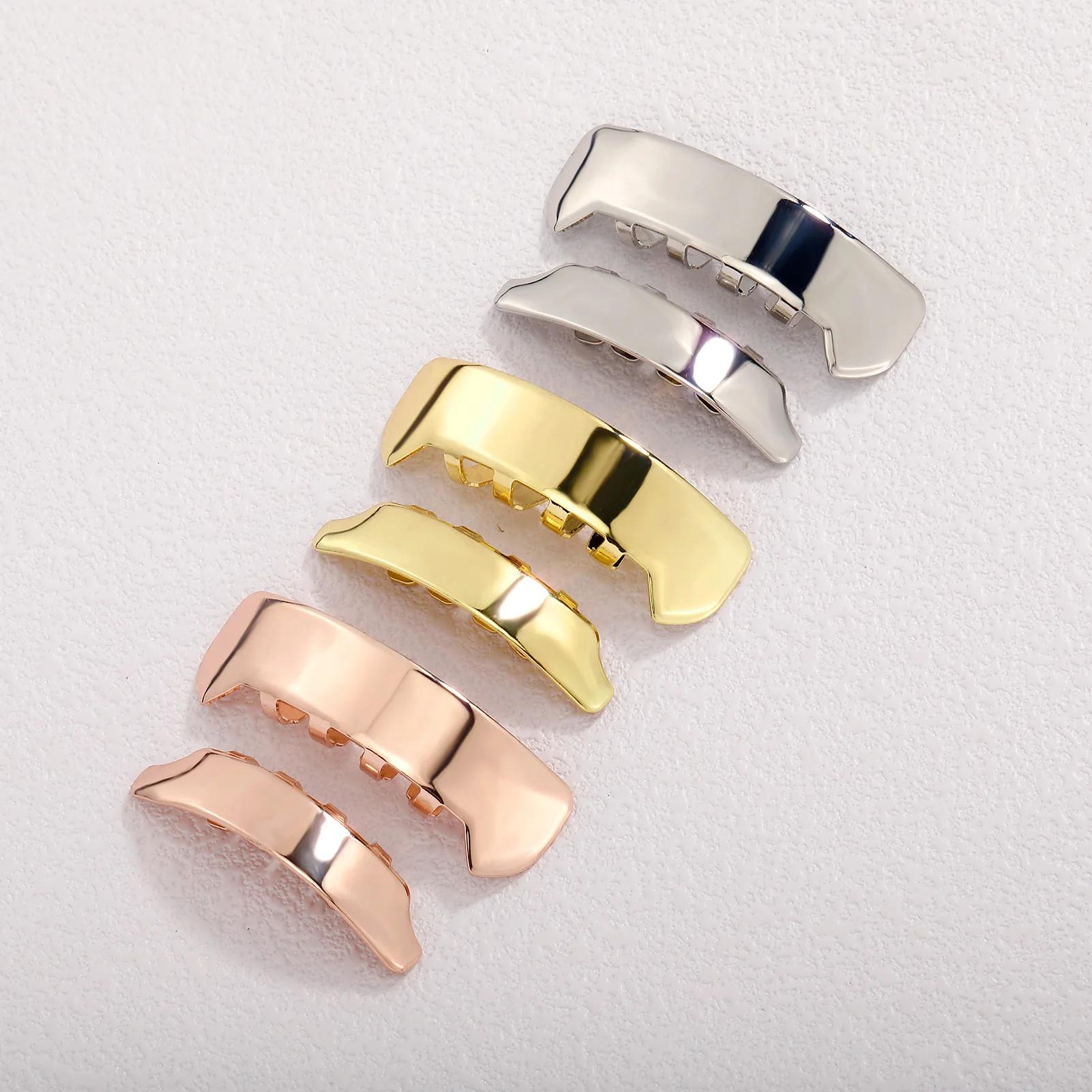 JINAO Hip Hop Grillz 8 dents, surface lisse, pour hommes et femmes, haut et bas, brillant, style yeh