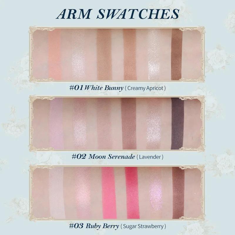Palette de fards à paupières Flower Knows Makeup Bunny Garden, 6 couleurs, longue tenue, nudes natur