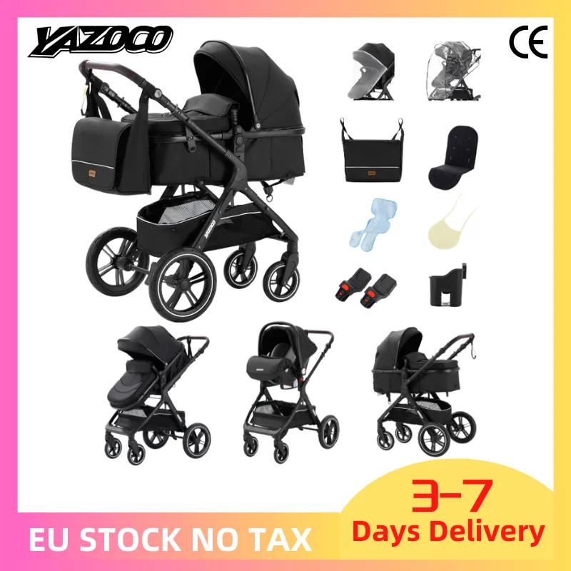 Poussette 3-en-1 pour bébé, adaptée aux enfants de 0 à 3 ans, charge maximale 25 kg, système de voya