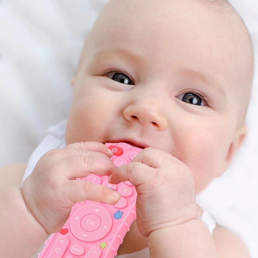 1PC Silicone bébé jouets TV télécommande forme anneau de dentition jouet sans BPA Silicone dentition