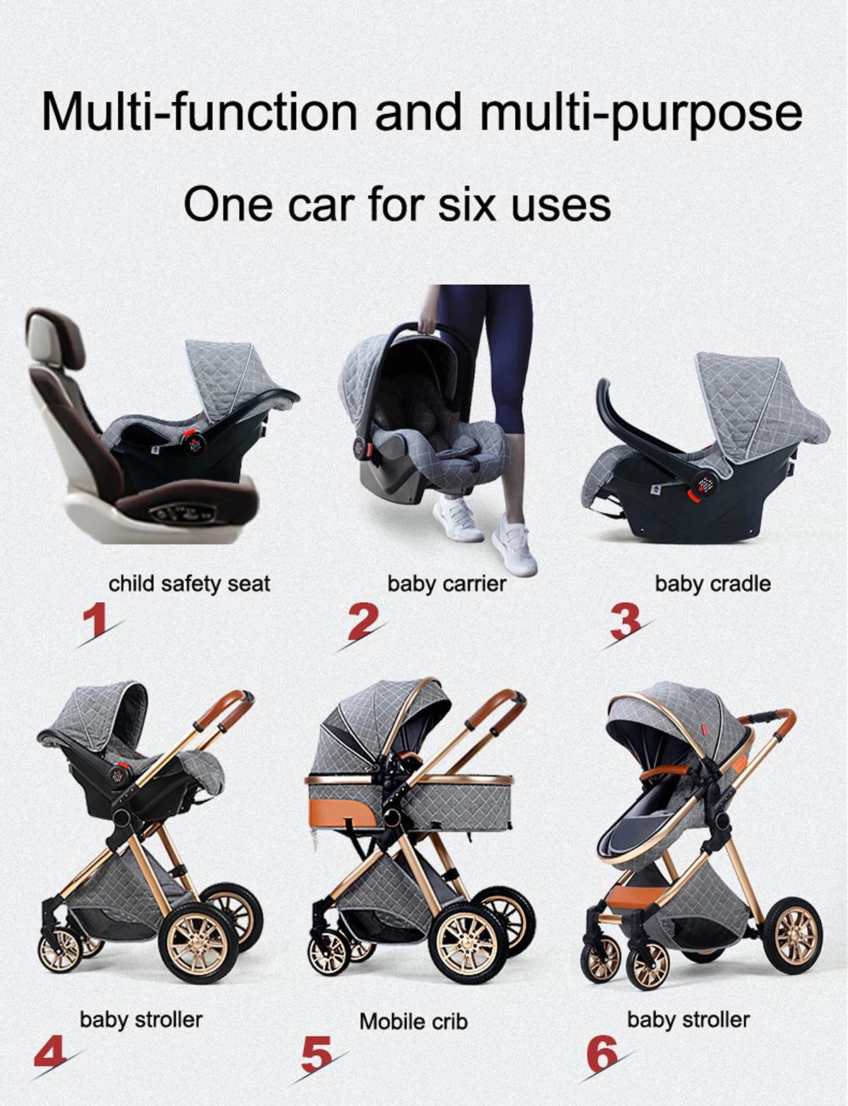 Landau de voyage Portable de luxe 3 en 1, poussette pour bébé, haute paysage, poussette de voyage po