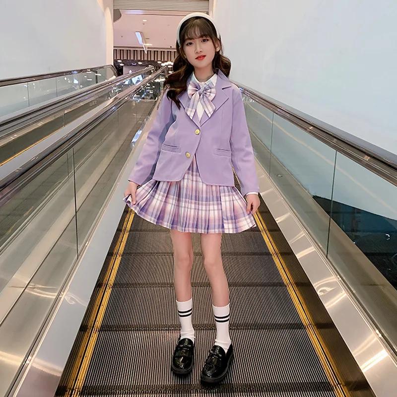 Ensemble trois pièces pour filles, style collège, printemps et automne, nouvelle veste de style étra