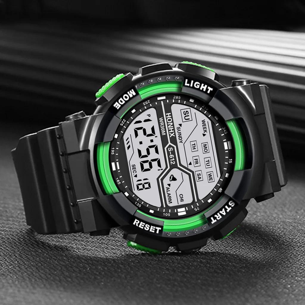 Sport de plein air hommes montre multifonction grand écran LED électronique étanche lumineux militai