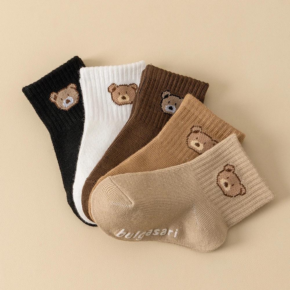 5 paires de chaussettes antidérapantes pour enfants, chaussettes unisexes pour bébé, toutes saisons,