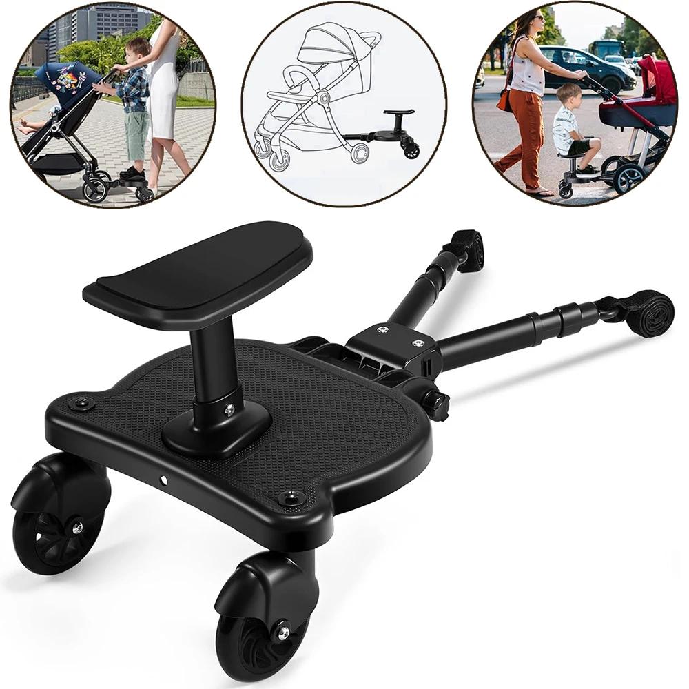 Marchepied universel pour poussette – Fixation 2 en 1 assis et sur pied pour jumeaux, s'adapte à la 