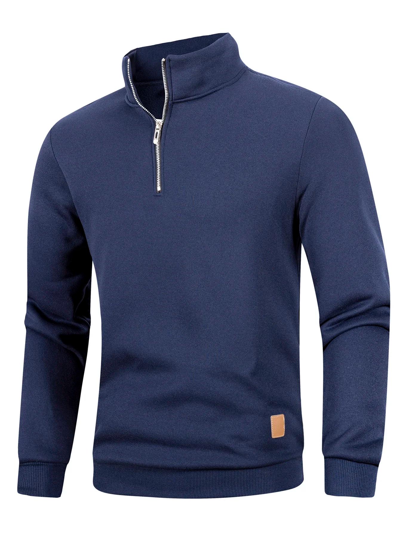 Automne hommes pull à fermeture éclair col roulé chandails chauds couleur unie à manches longues mod