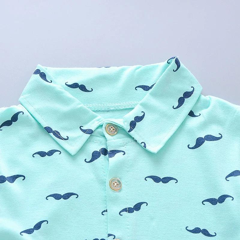 Costume d'été pour garçon, chemise imprimée à manches courtes + Short, en coton, vêtements mignons p