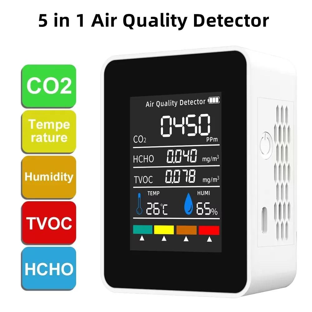 Nouveau compteur de CO2 multifonctionnel 5 en 1, testeur numérique de température et d'humidité, dét