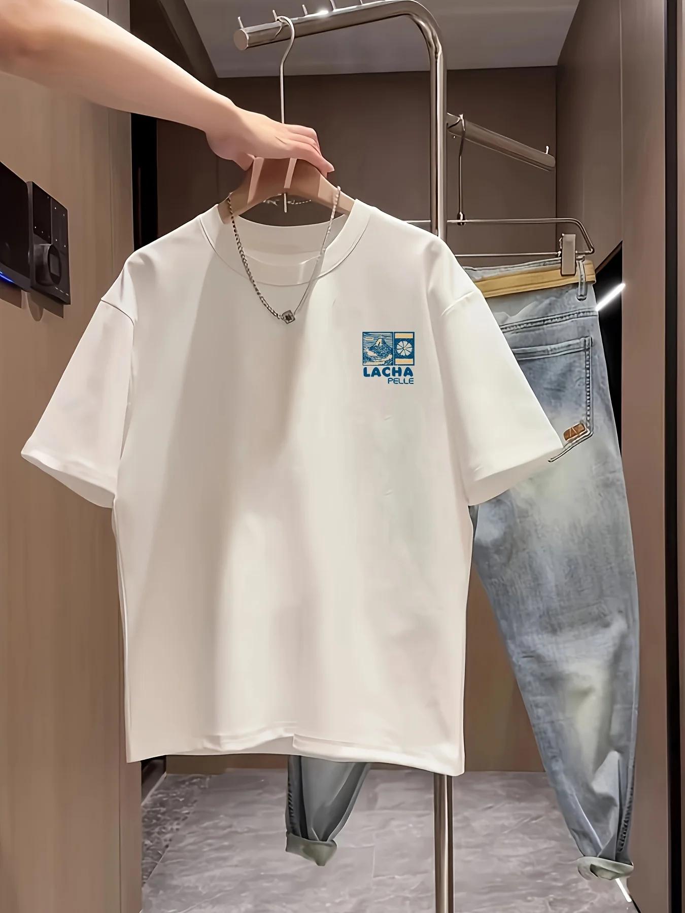 T-Shirt à manches courtes pour hommes, décontracté, en coton, avec imprimé de fleurs de cerisier du 