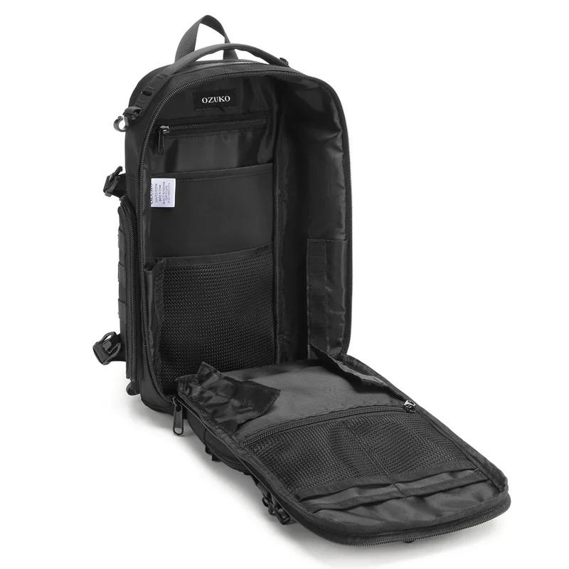 Ozuko sacs de ventre sac de poitrine pour hommes en plein air tactique une épaule sac à bandoulière 