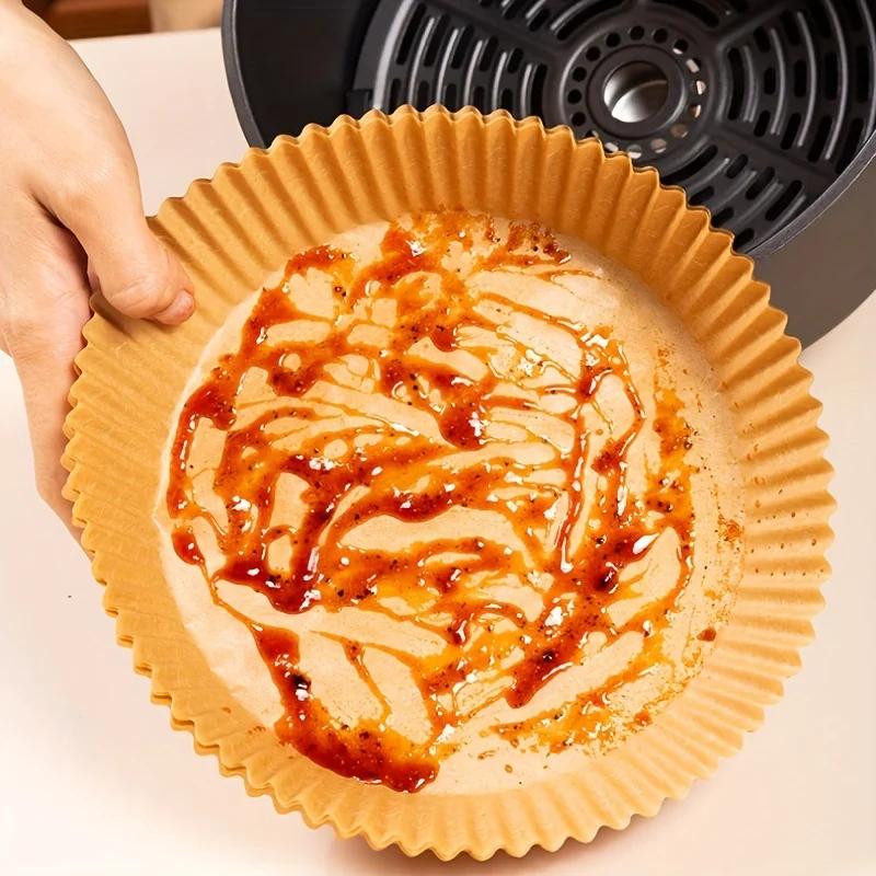 Doublures en papier pour friteuse à air, papier de cuisson étanche, huile-verde de poulet, rond, car
