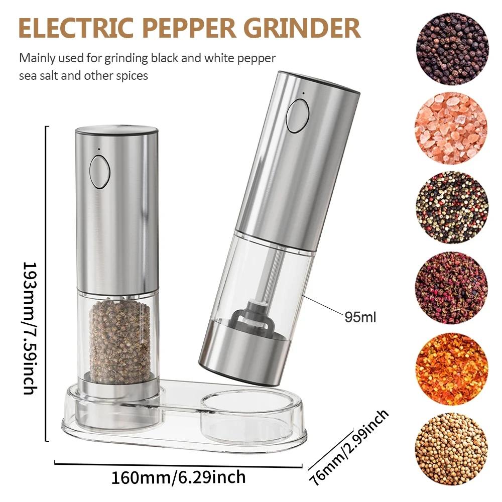 Moulin à poivre électrique en acier inoxydable, moulin à sel et à poivre, Rechargeable par USB, gros