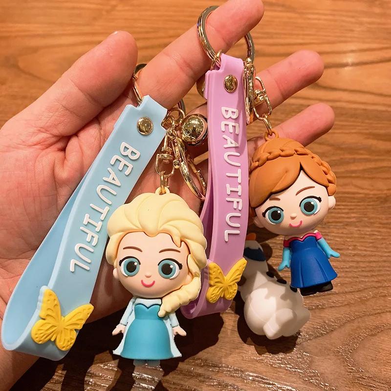 Porte-clés de dessin animé Disney pour enfants, figurine d'anime, Elsa congelée, Anna, OlPG, porte-c