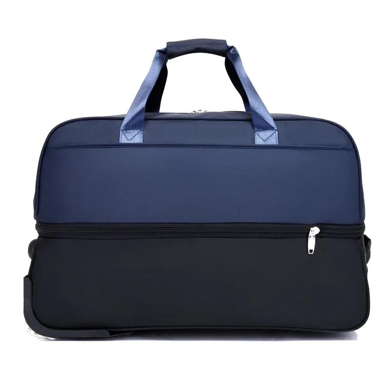 Valise de Voyage à Roulettes de Grande Capacité, Bagage à Roulettes Imperméable en Tissu Oxford, à D