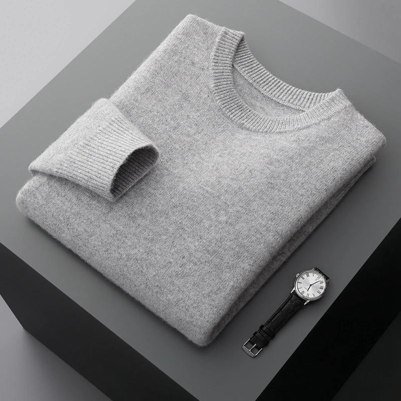 Pull en laine pour hommes, col rond, ample, couleur unie, chemise à bascule épaisse, nouvelle collec