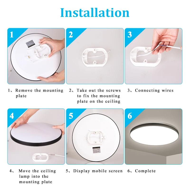 Plafonnier Bambou Led Rond Étanche De 18W, 30W,40W,Decken Lampe Led Luminaire De Plafond Pour Cuisin