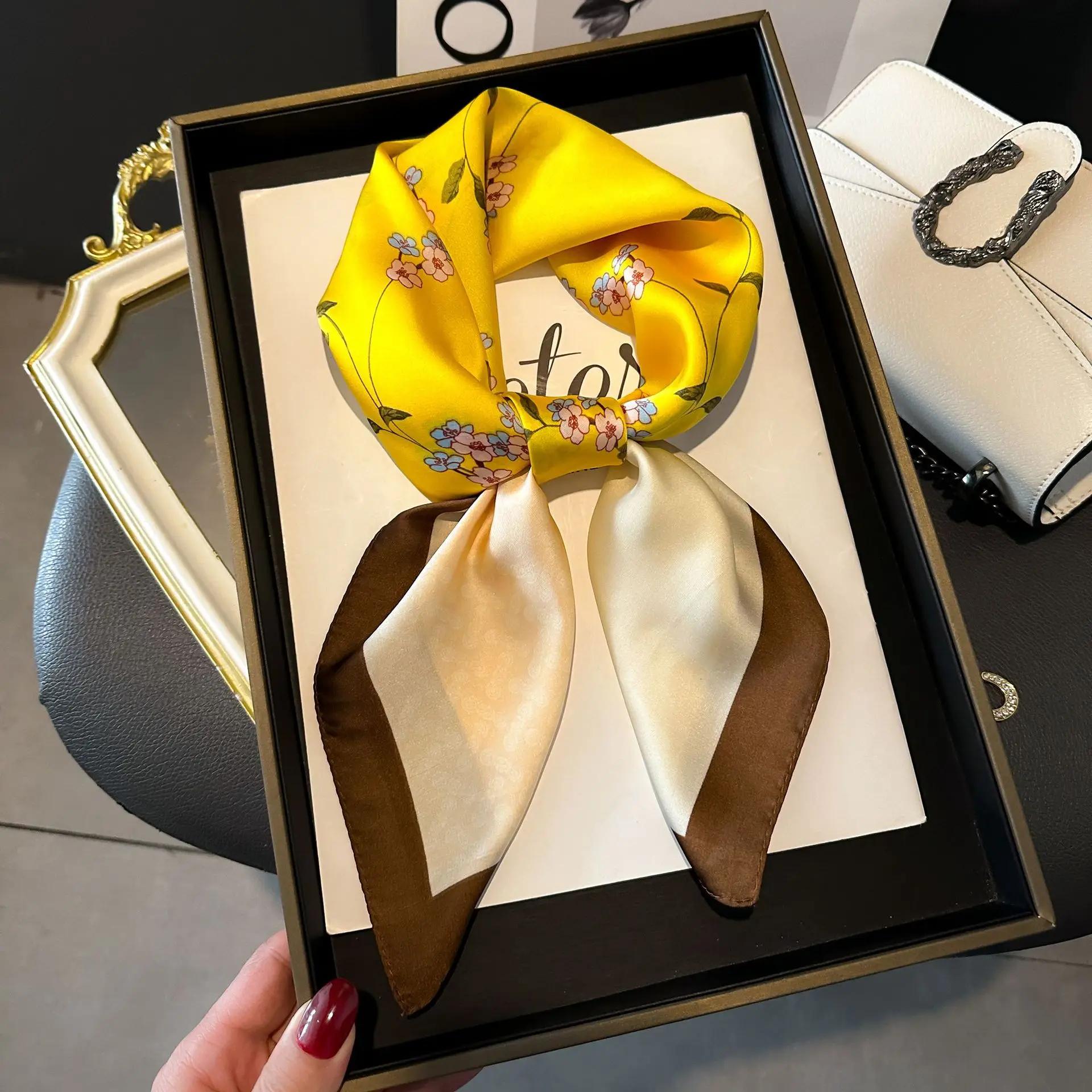 Foulard carré en soie motif cheval de luxe pour femmes, bandeau en Satin doux, Foulard de bureau, Hi