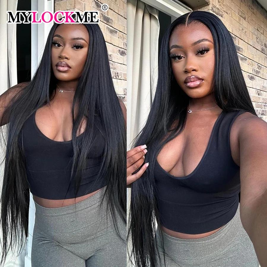 Perruque Lace Front Wig sans colle naturelle, cheveux lisses, 13x6, 5x5, 13 tage, densité 180, bon m