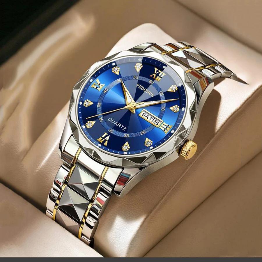 Montre de luxe pour homme, montre à quartz avec calendrier, mode et affaires