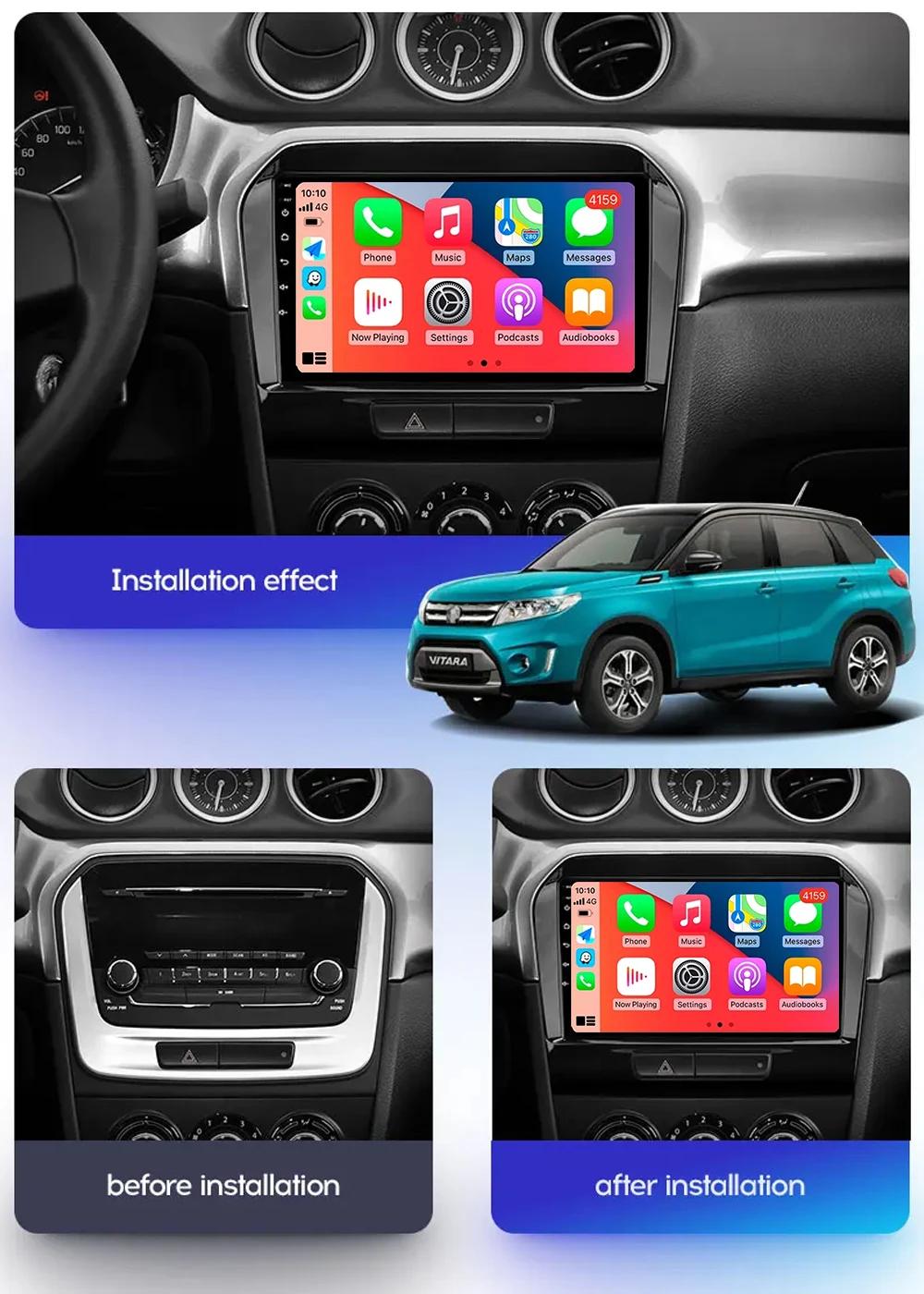 Autoradio Android 16 avec Carplay pour Suzuki Vitara 2015 2016 2017 2018 2019, lecteur multimédia vi