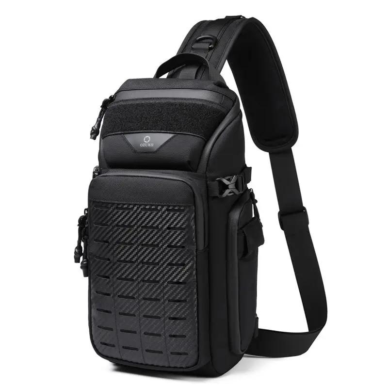 OZUKO hommes sacs de poitrine Sports de plein air tactique bandoulière sacs à bandoulière mâle étanc