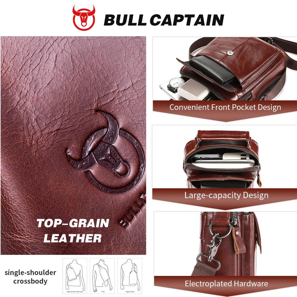BULLCAPTAIN-Sac à Main Multifonctionnel en Cuir group pour Homme, Sacoche Rétro Décontractée en Peau