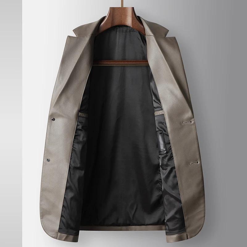 Veste de costume en cuir décontractée pour hommes, tendance d'affaires à la mode, de haute qualité, 