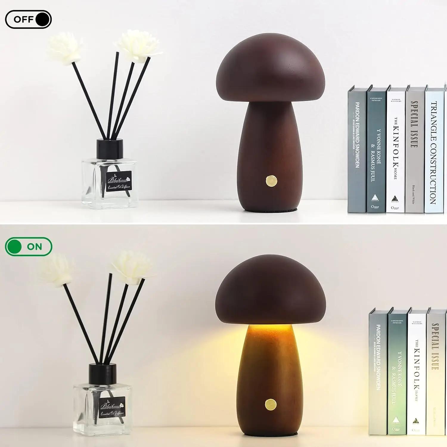 Lampe de Table champignon tactile Rechargeable, Portable, veilleuse de chevet pour chambre à coucher