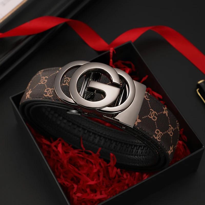 Ceinture en cuir véritable pour hommes, alliage métallique, boucle automatique, marque de luxe, Desi