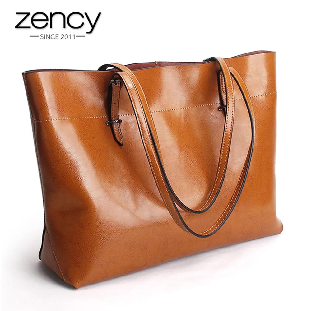 Zency nouveau marron femmes sac à main 100% en cuir véritable femme sac à bandoulière dames noir sac