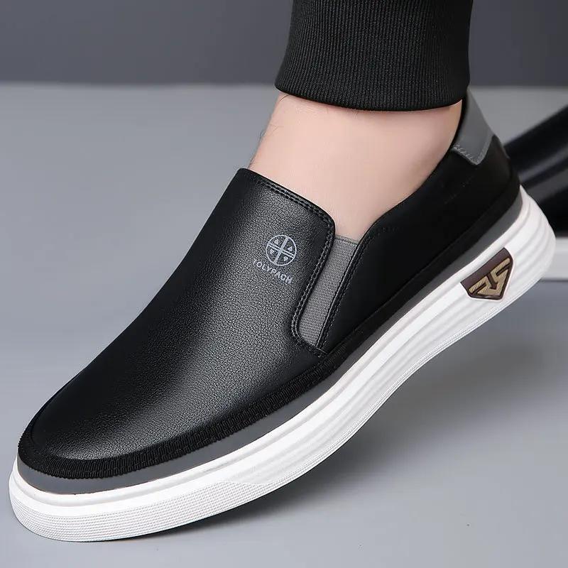 Nouvelles baskets décontractées en cuir véritable pour hommes 2025, mode printemps-été, chaussures b