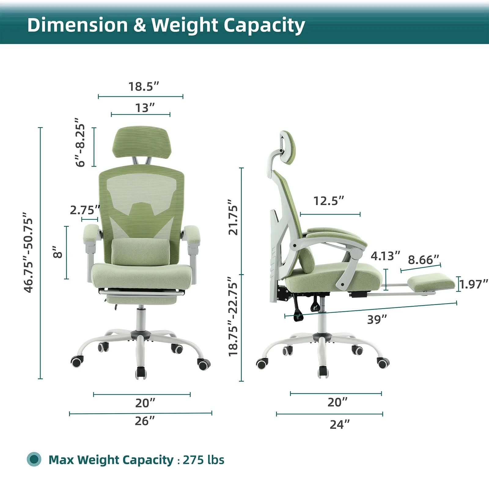 JHK ergonomique inclinable à dossier haut maille salon chaise de jeu à bascule bureau d'ordinateur p