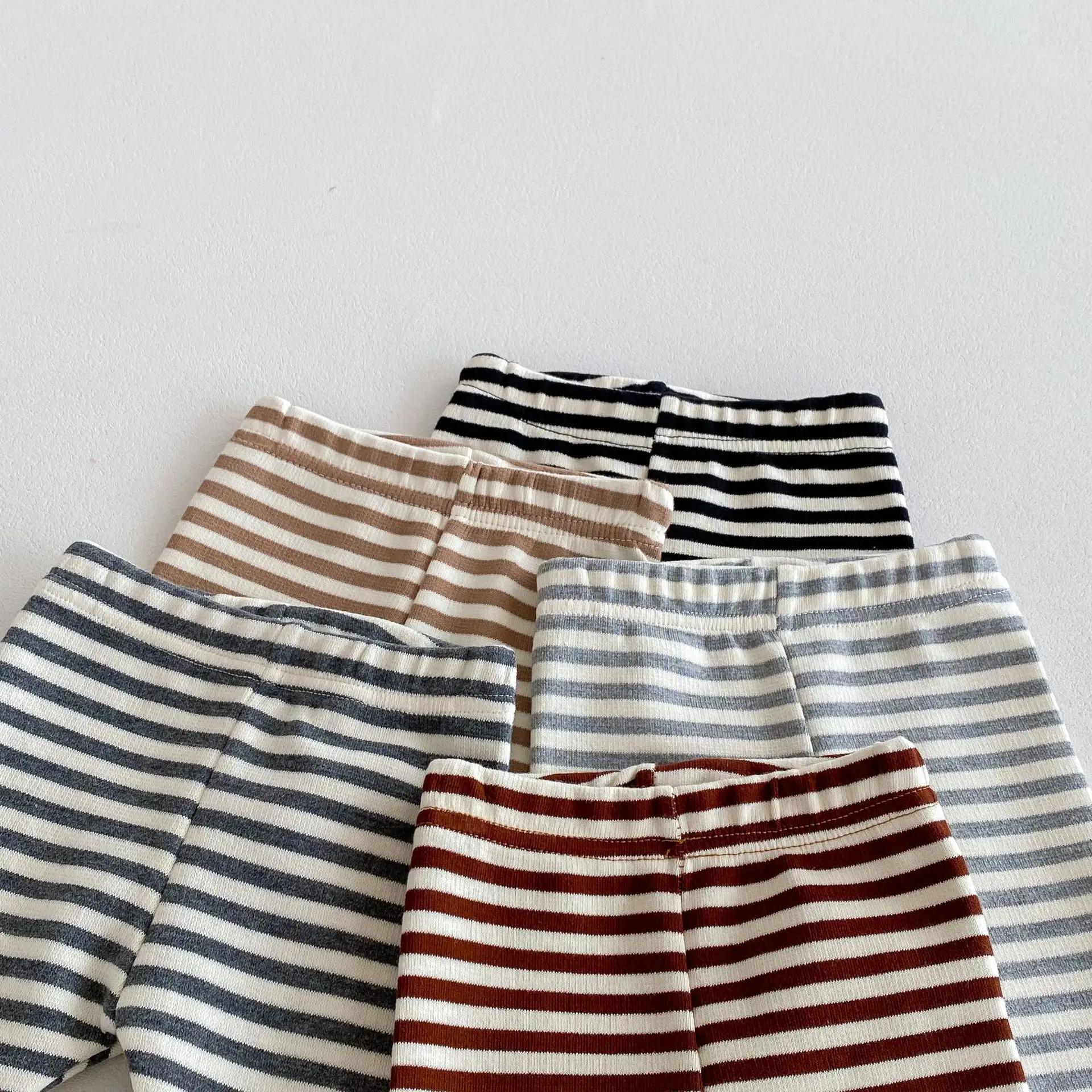 Leggings couleur bonbon pour nouveau-né garçon et fille, pantalon rayé épissure, vêtements à la mode