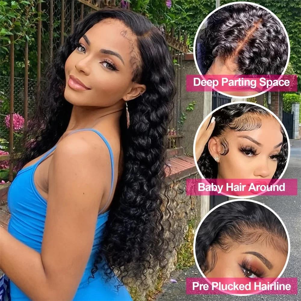 Perruque Lace Front Wig Remy Naturelle Bouclée, Cheveux Humains, 13x6, 13x4, 30 38 Pouces, Densité 1