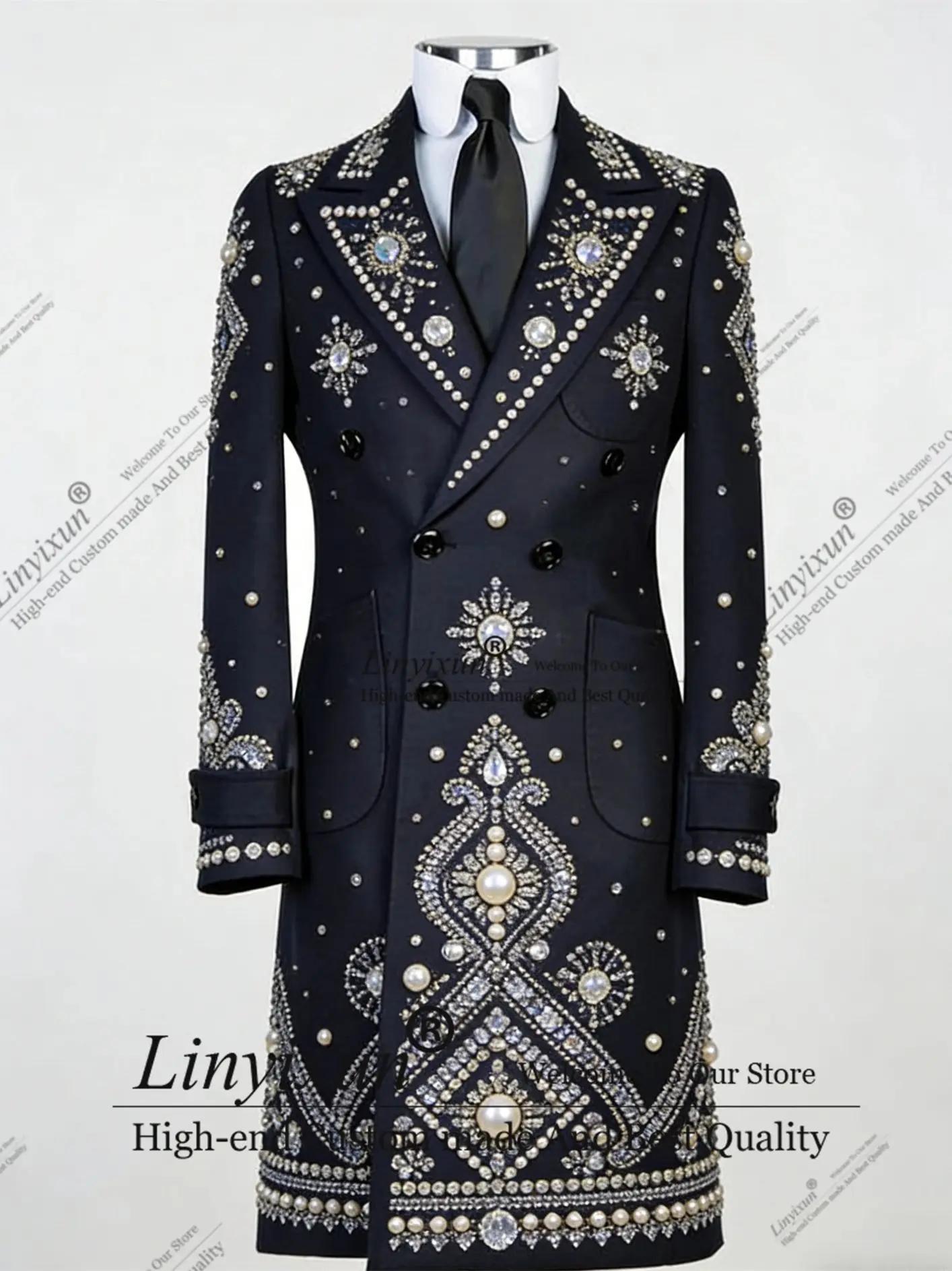 Costume de marié homme élégant avec strass et diamants, blazer slim personnalisé pour mariage, vêtem