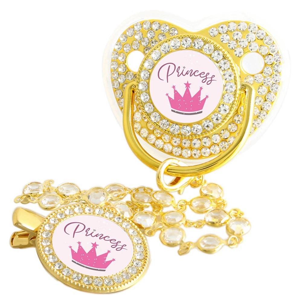 Sucette princesse scintillante avec gemme, sucette de sevrage de luxe, tétine pour bébé avec Clip en