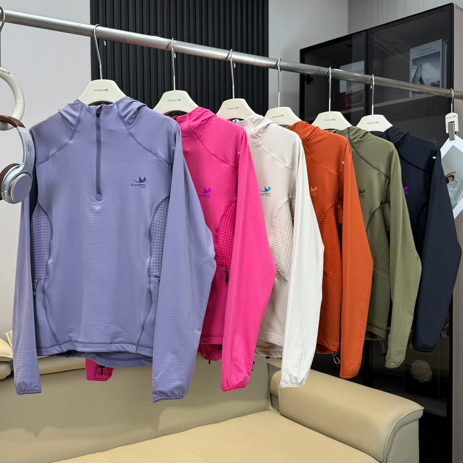 Sweat à capuche de sport en tissu hautement élastique pour hommes et femmes, léger, à séchage rapide