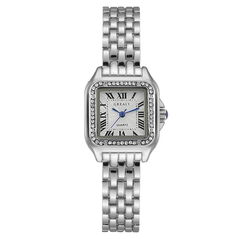 Montres de luxe en strass pour femmes, montre-bracelet à Quartz carrée, Simple, horloge pour dames