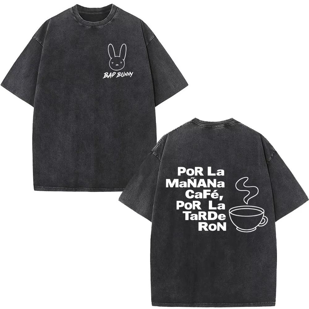 T-shirts vintage délavés pour hommes, style hip-hop, à manches courtes, streetwear, avec l'imprimé d