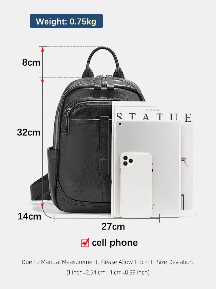 Zency – sac à dos en cuir véritable 100% pour femmes, grande capacité, pour les déplacements, les vo
